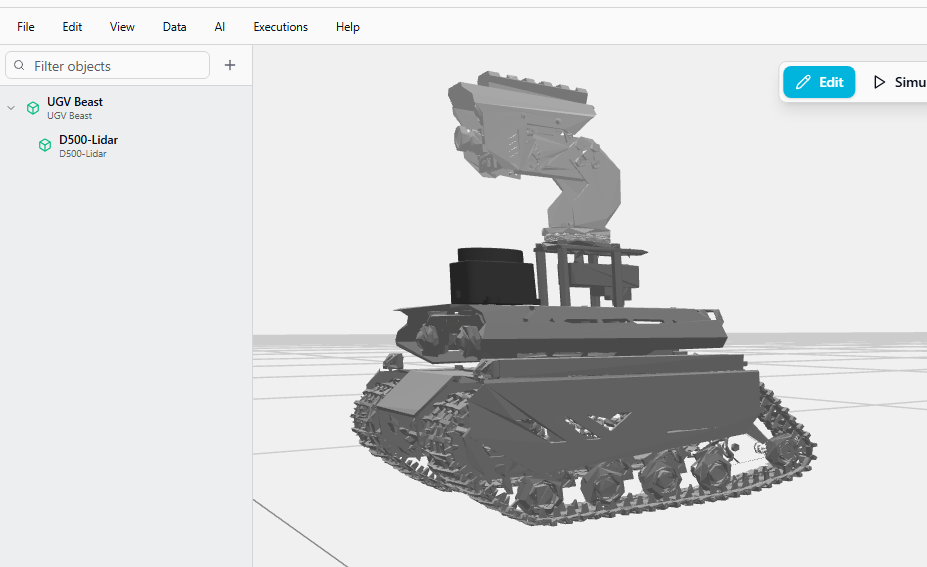 UGV with lidar in Cyberwave Digital Twin environment